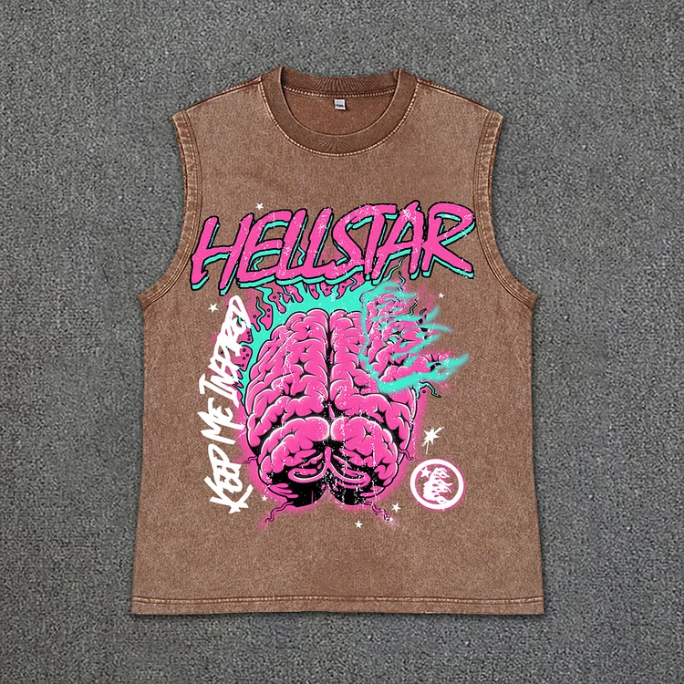 Retro Hellstar Mummy Pink Vintage Graphics Acid Washed Tank Top