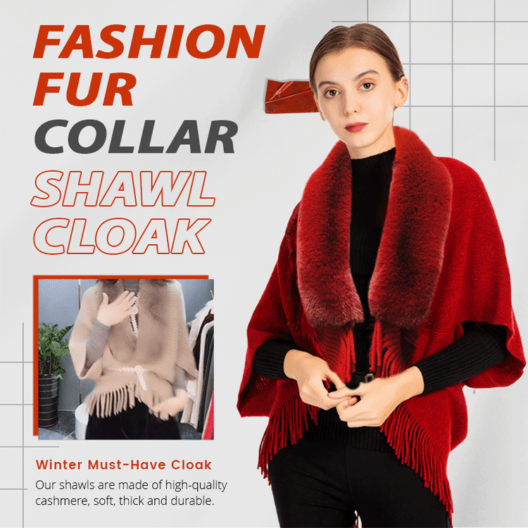 Fashion Fur Collar Shawl Cloak✨