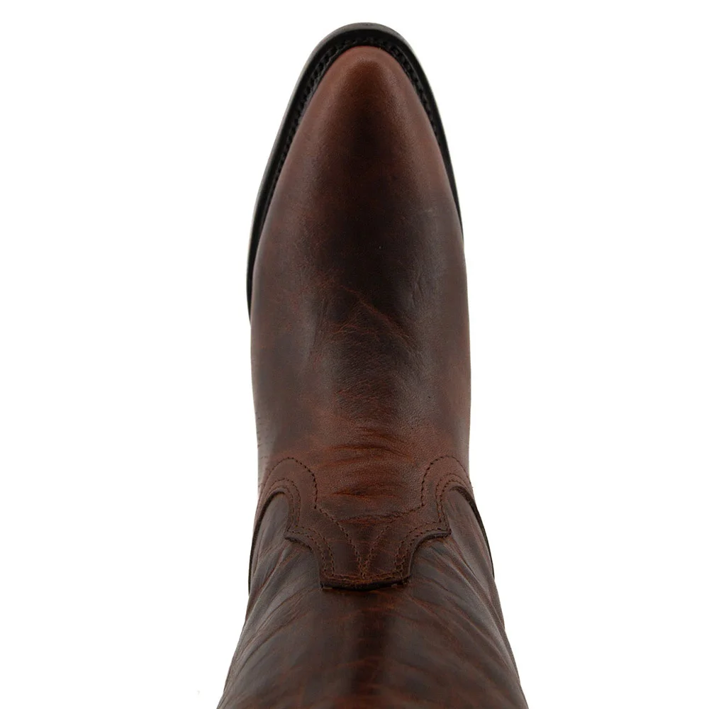 Brown Chunky Heel Round Toe Distressed Cowboy Boots for Women