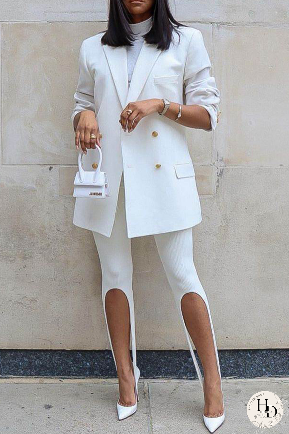 White Casual Solid Hollowed Out Skinny High Waist Pencil Solid Color Bottoms