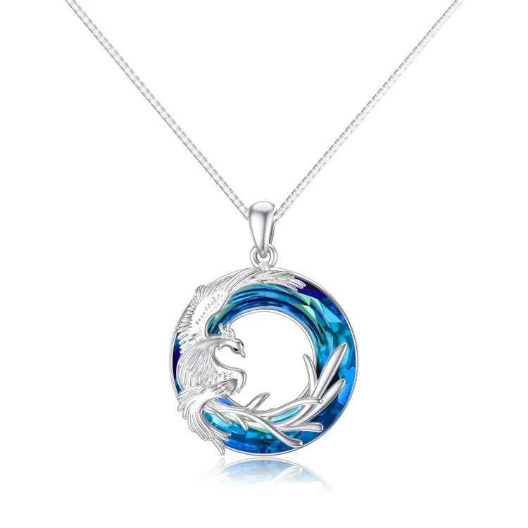 S925 If You Believe In Something Enough You Must Be Willing to Let It Burn Phoenix Blue Crystal Necklace