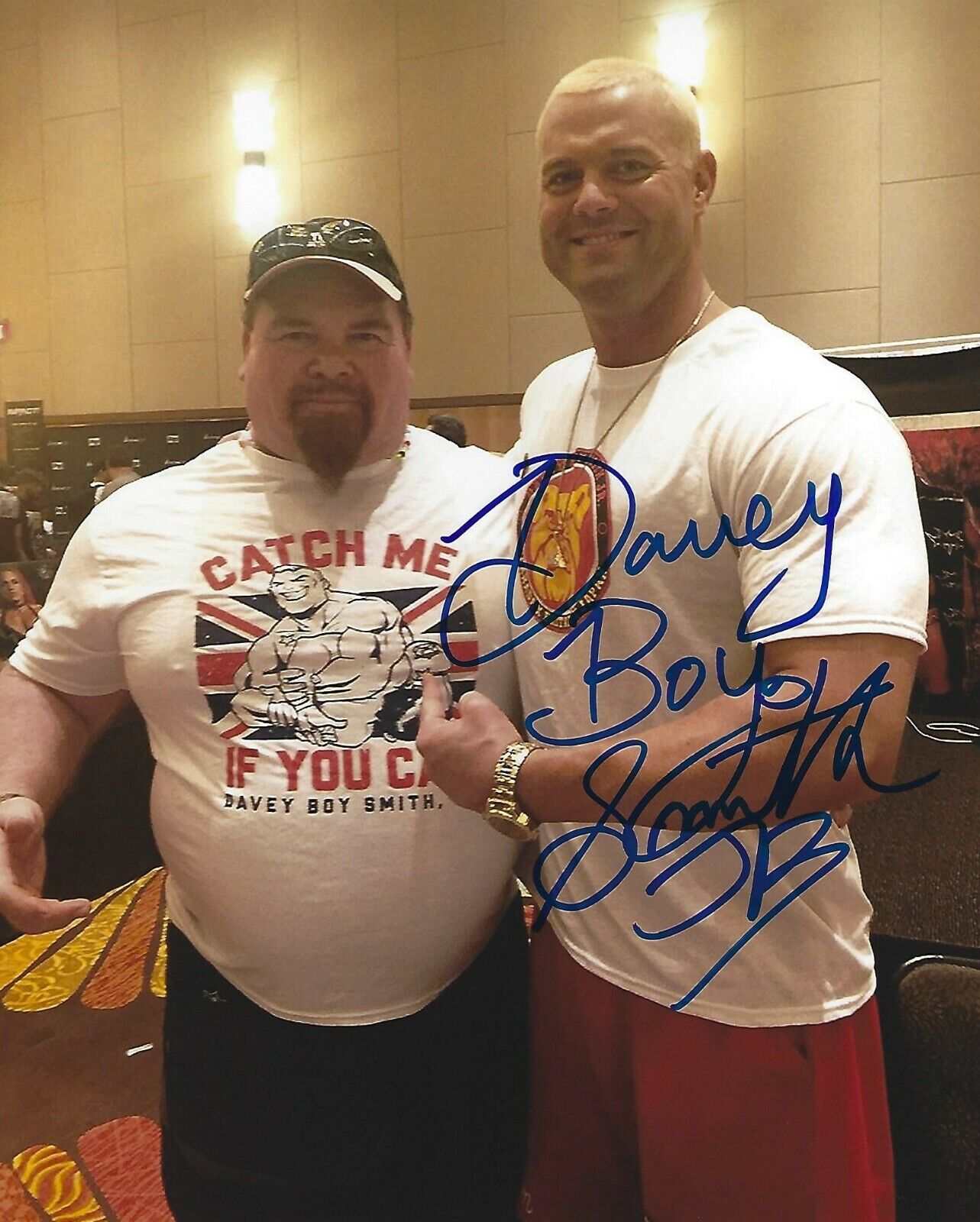 Davey Boy Smith Jr Signed 8x10 Photo Poster painting WWE w/ Jim Neidhart David Hart Foundation