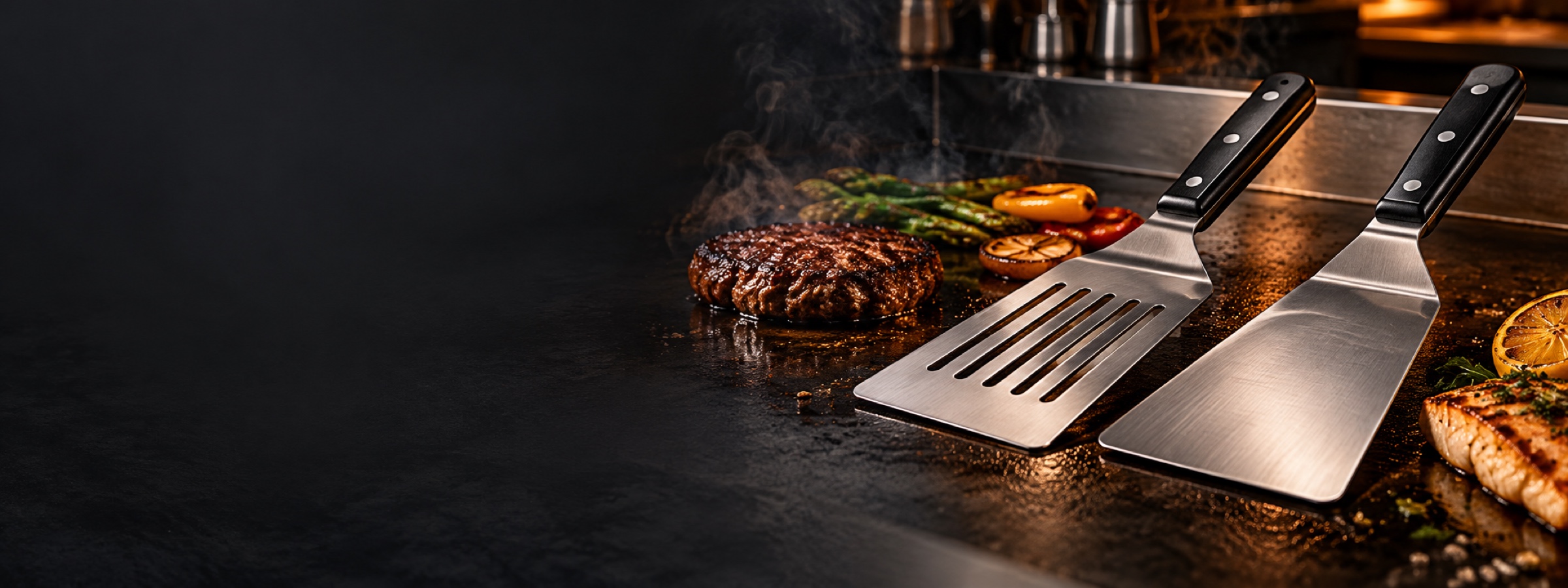 Cdblade spatulas on a hot griddle