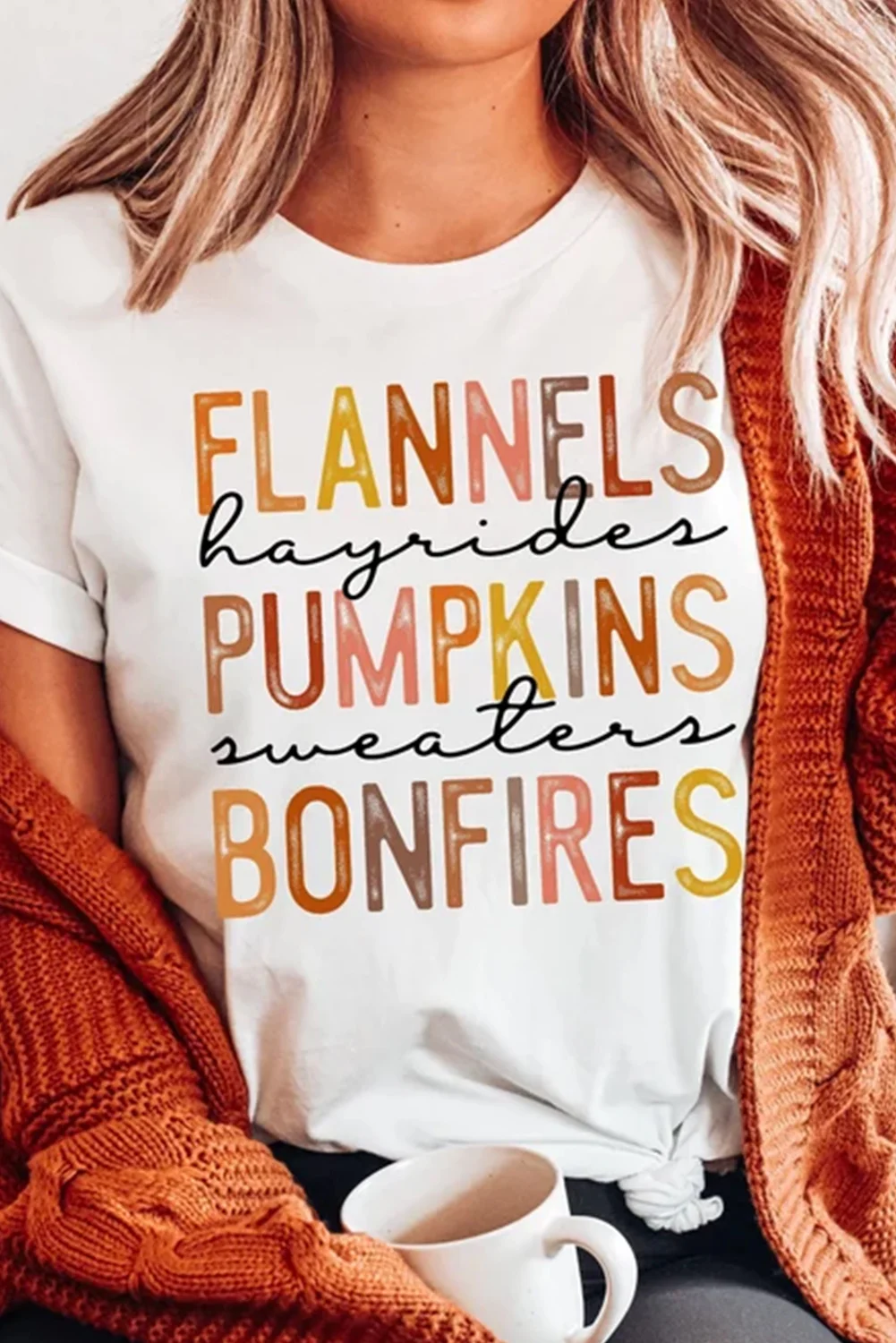 White Flannels Pumpkins Bonfires Letter Graphic Tee | IFYHOME
