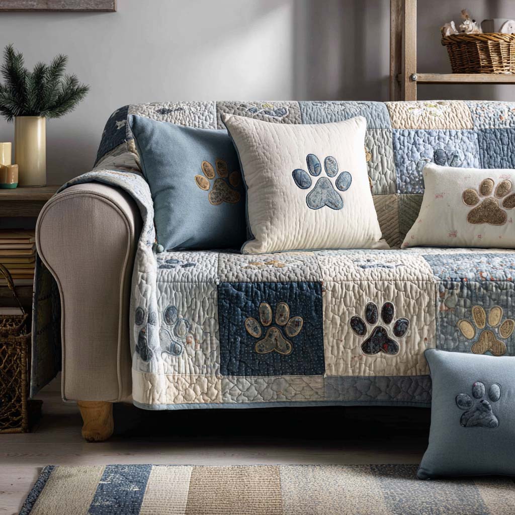 Pet Paw Quilted Sofa Cover NCU0VT338 everthome