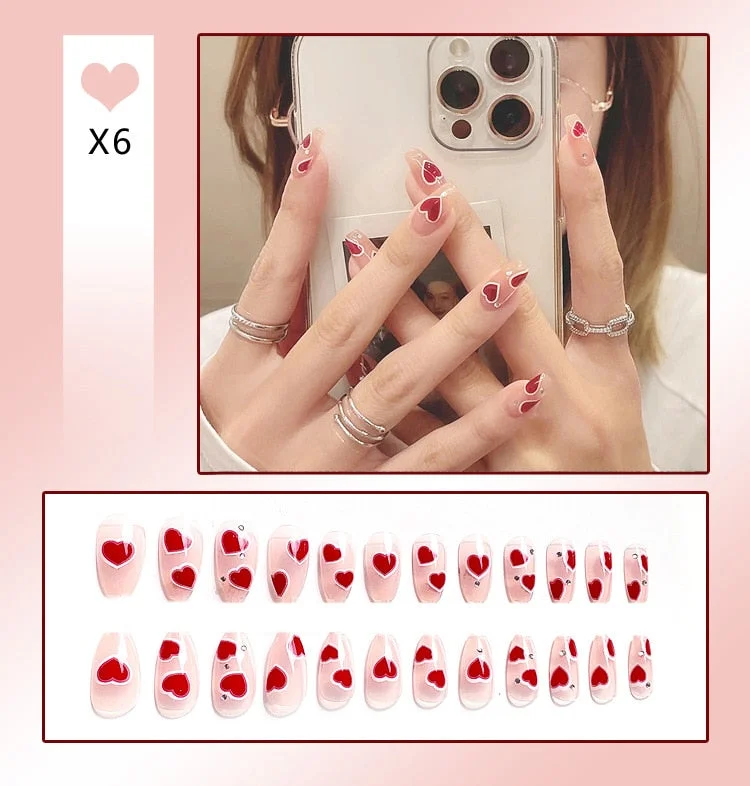 Aurora Transparent Fake Nails Tips for Finger Wear Crystal Ice Clear Butterfly Press on Nails Long Bow Ballet Diamond False Nail-Nail Inspo