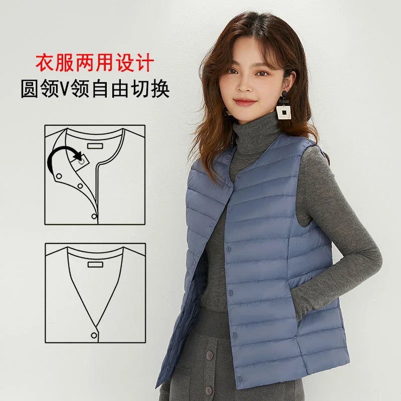 Woherb 2024 New Autumn And Winter Light Down Jacket Vest Female Warm Slim Inside The Vest Vest White Duck Velvet-Outfit Ideas