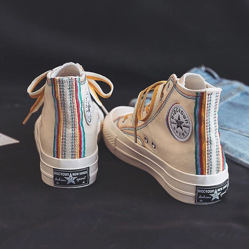 High-Top Canvas Shoes Women Ulzzang All-match 2021 Summer Ins Fashion Sneakers Retro Casual Shoes Girls Gumshoe Beige Black Low