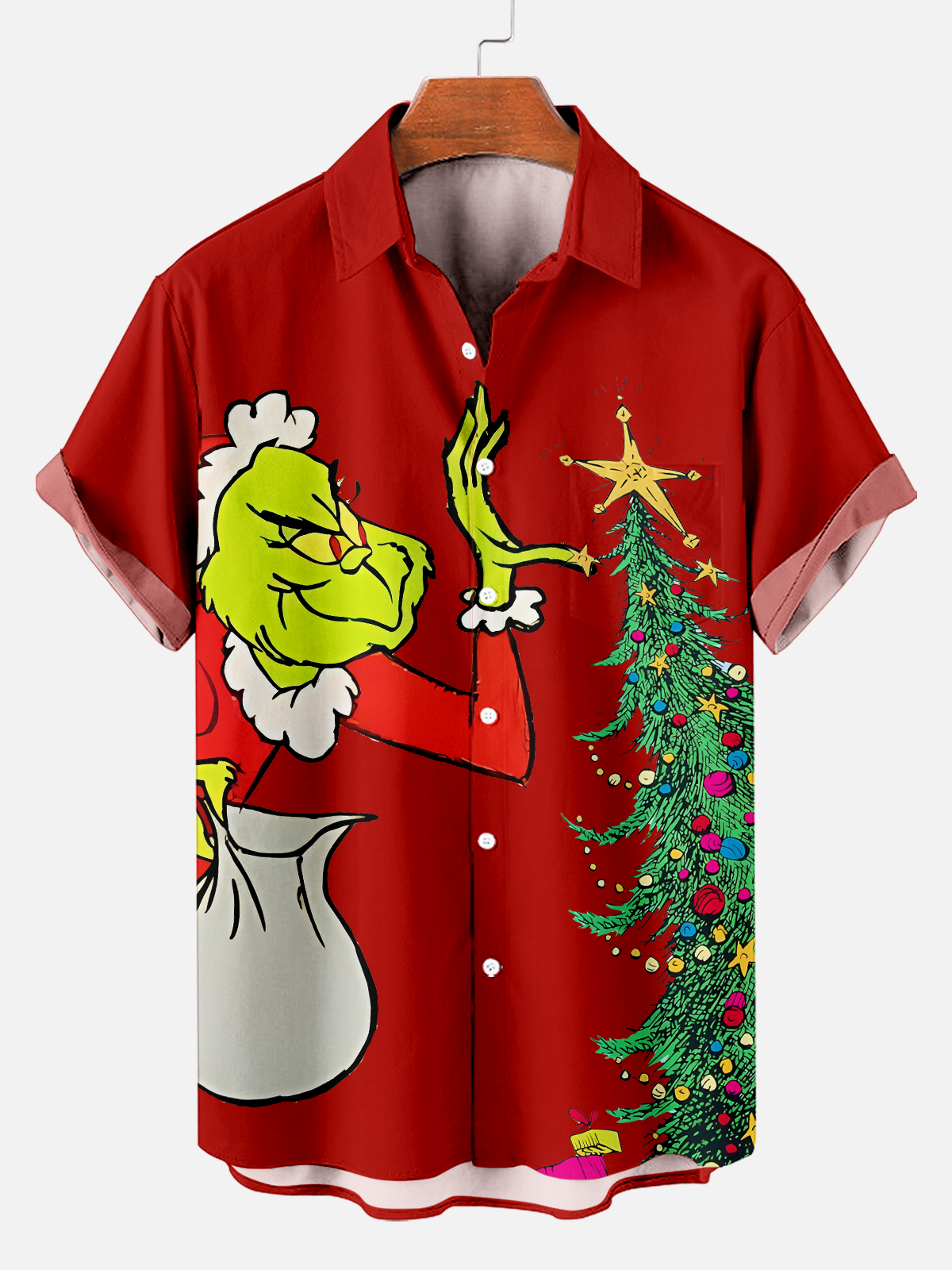 Men revisit classic Christmas character print shirt PLUSCLOTHESMAN