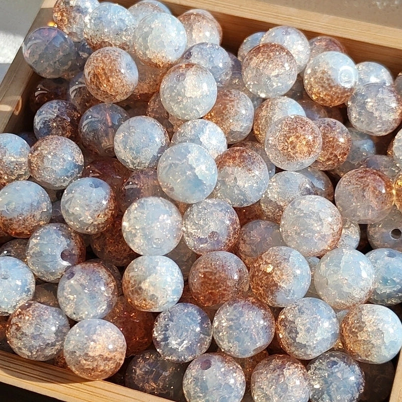 New 8/10mm Water Dyed Protein Jade Broken New Chinese Style Gold Sprinkling Glass Bead DIY Bracelet Ornament Straight Hole Beads Loose Beads