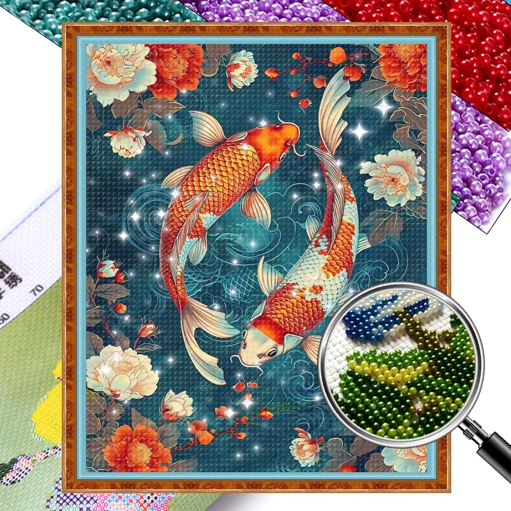 [Bead Embroidery] - 9CT Full Stamped Cross Stitch - Koi (40*50CM)