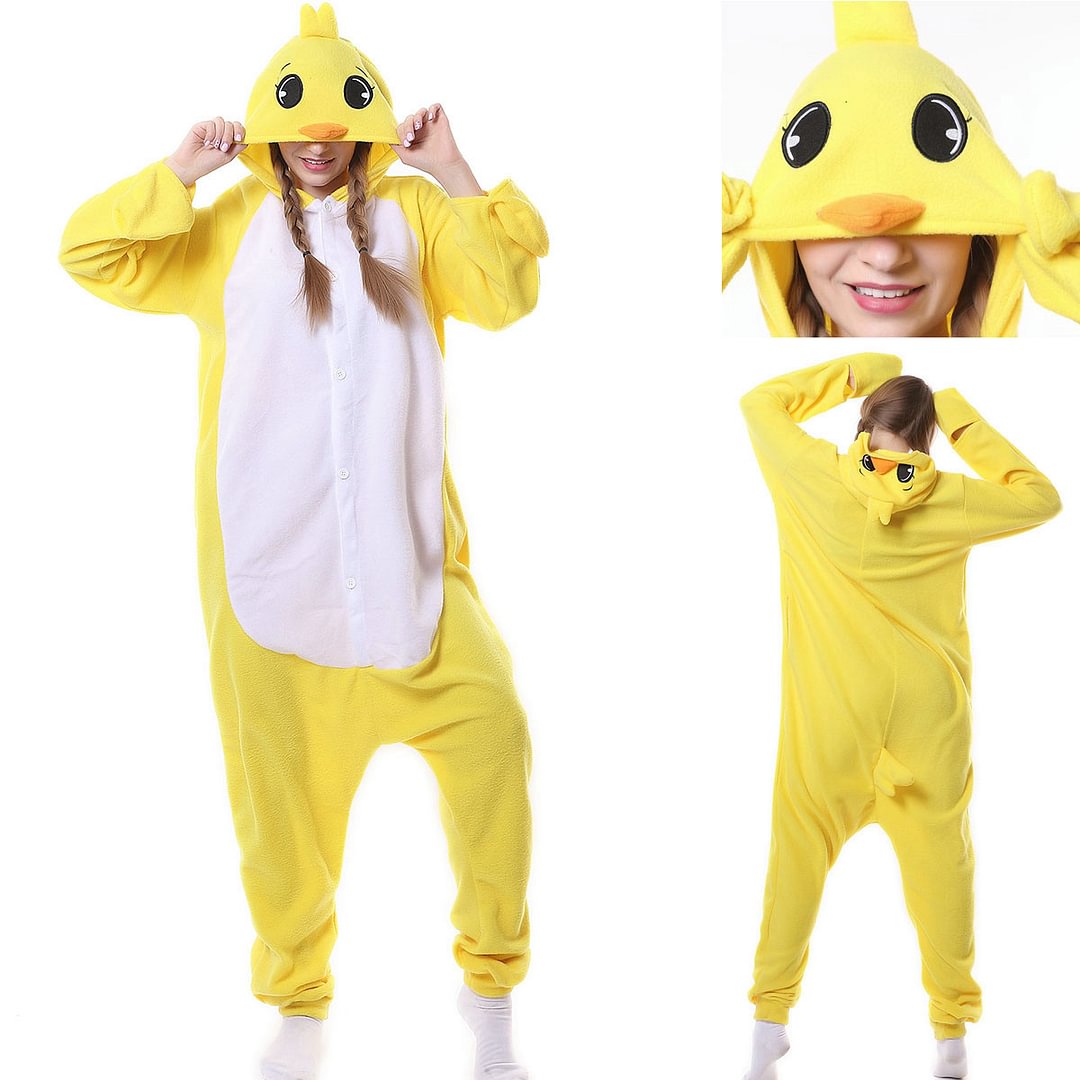 Yellow Chick Adult Animal Onesie Kigurumi Pajama Costume-Pajamasbuy