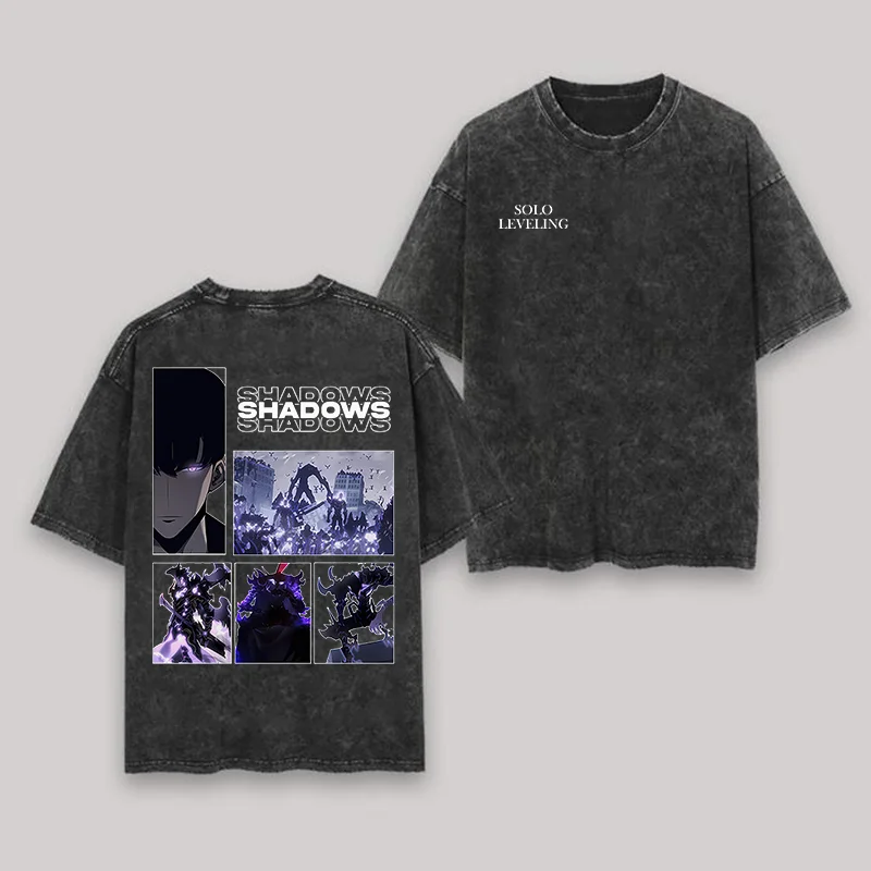 Solo Leveling Shadows Printed Unisex Washed T-Shirt