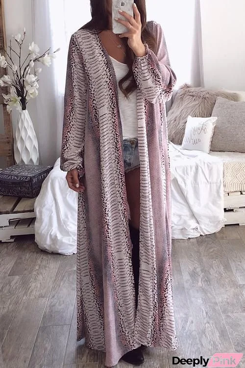 Snake Print Long Sleeve Kimono