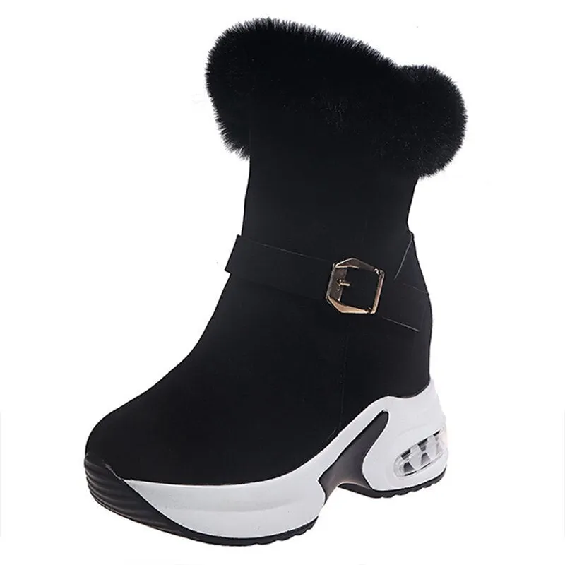 Women Snow Boots Ladies Shoes Winter Plush Warm Internal Increase Platform Female Ankle Boots Zipper Fashion Shoe Woman New 2022