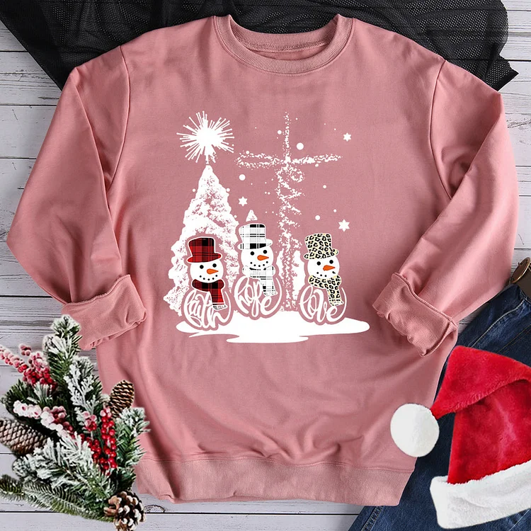 Annaletters-Jesus Faith Hope Love Snowman Xmas Christmas Sweatshirt-605794-Annaletters