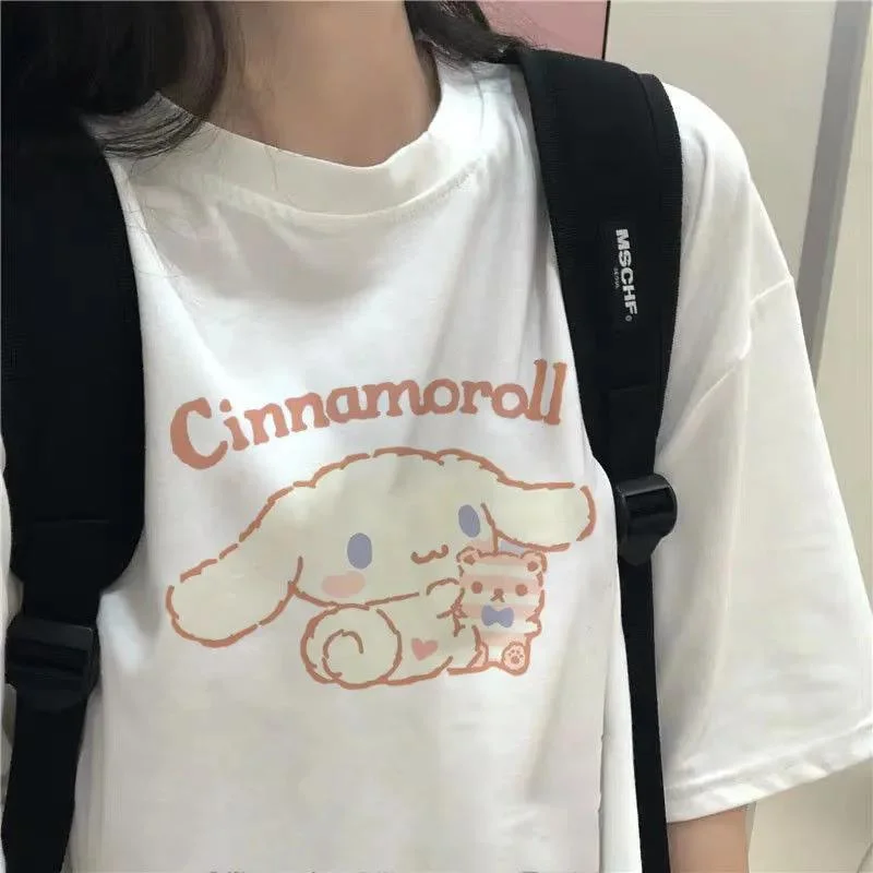 Kawaii Harajuku T Shirt Sky Blue Japan Print Loose Short Sleeve T Shirt Anime Tops Women Fashion Clothing T Shirt for Girl