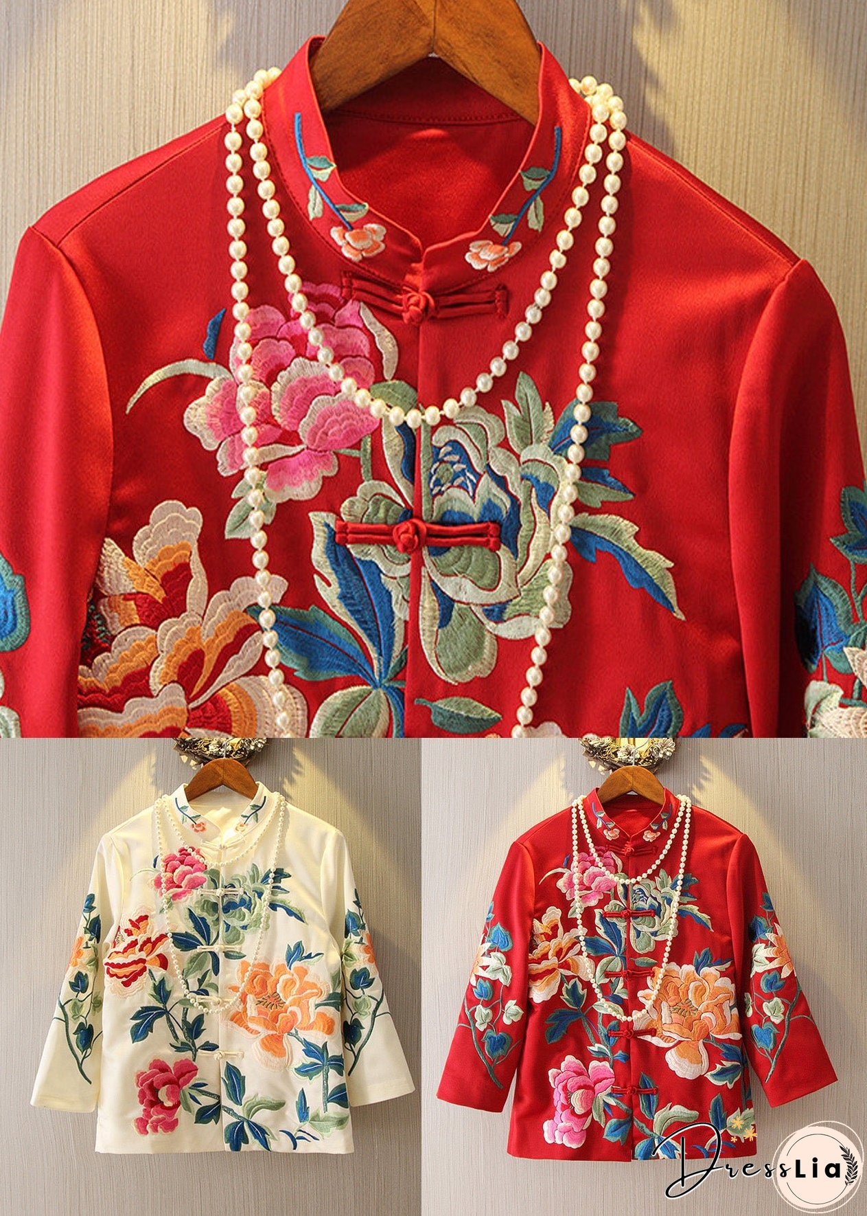 White Stand Collar Button Coats Long Sleeve