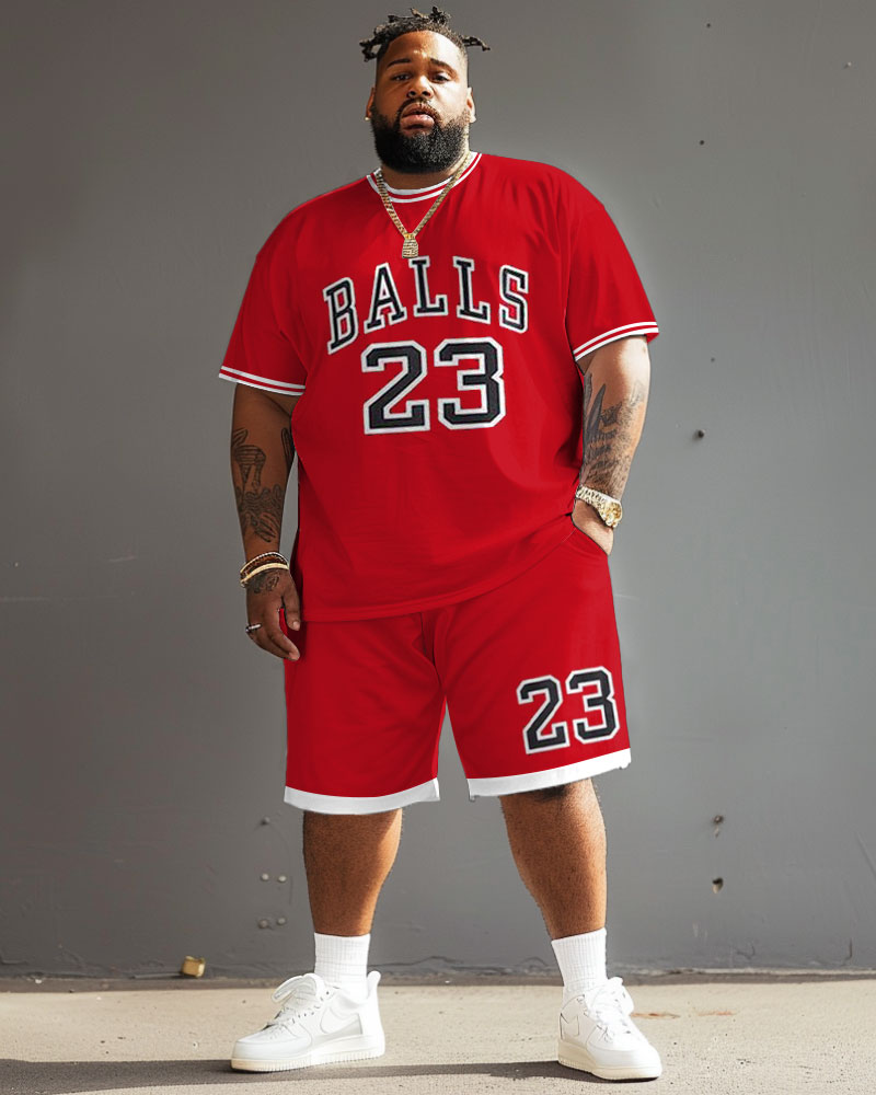 Men's Plus Size Basketball Print No. 23 T-Shirt Shorts Suit