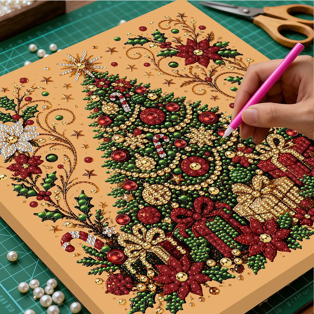 DIY Diamond Painting Kit with Frame 30x30cm Christmas Tree 3D Art Craft