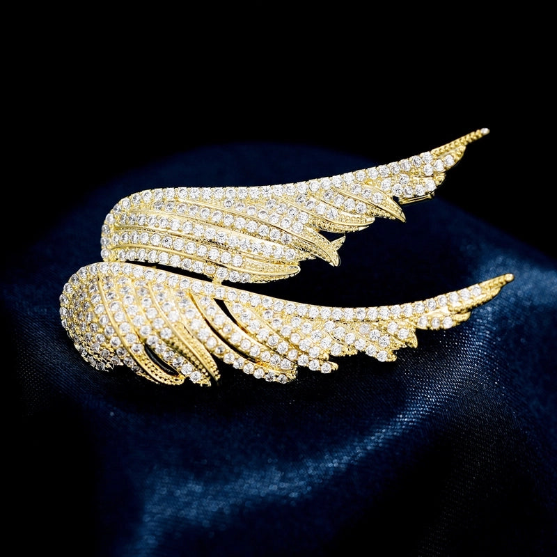 Shiny Pin Wings Copper Plating Inlay Zircon Women’s Brooches