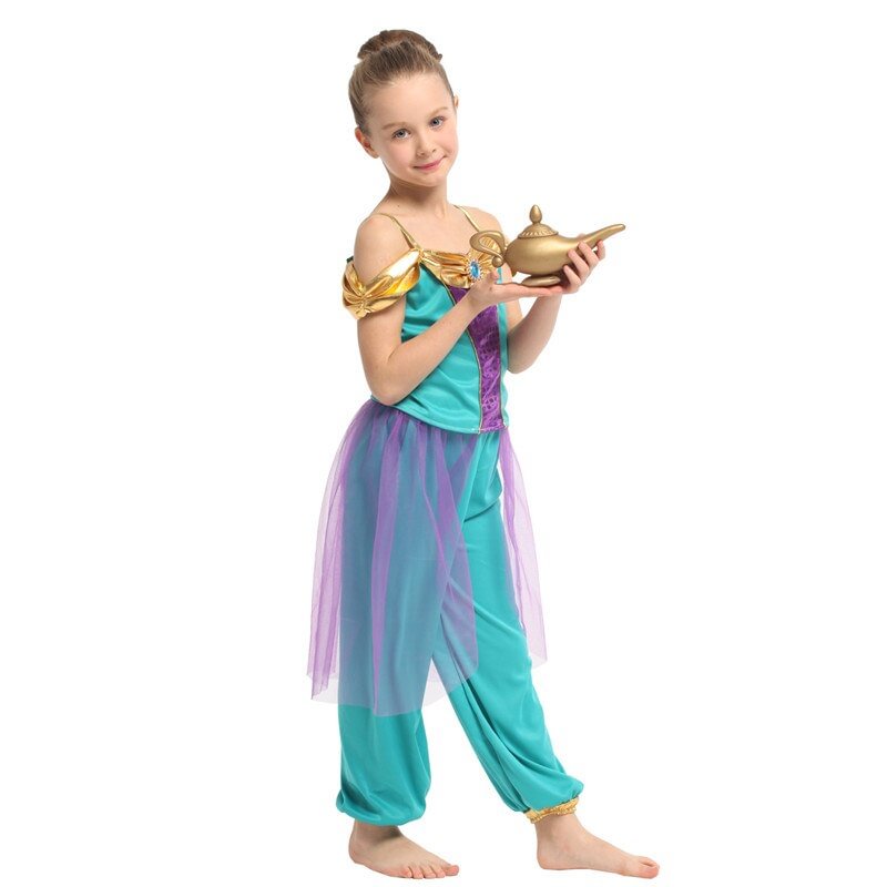 Aladdin's Lamp Jasmine Princess Dress Up Roleplay Outfits for Kids-elleschic
