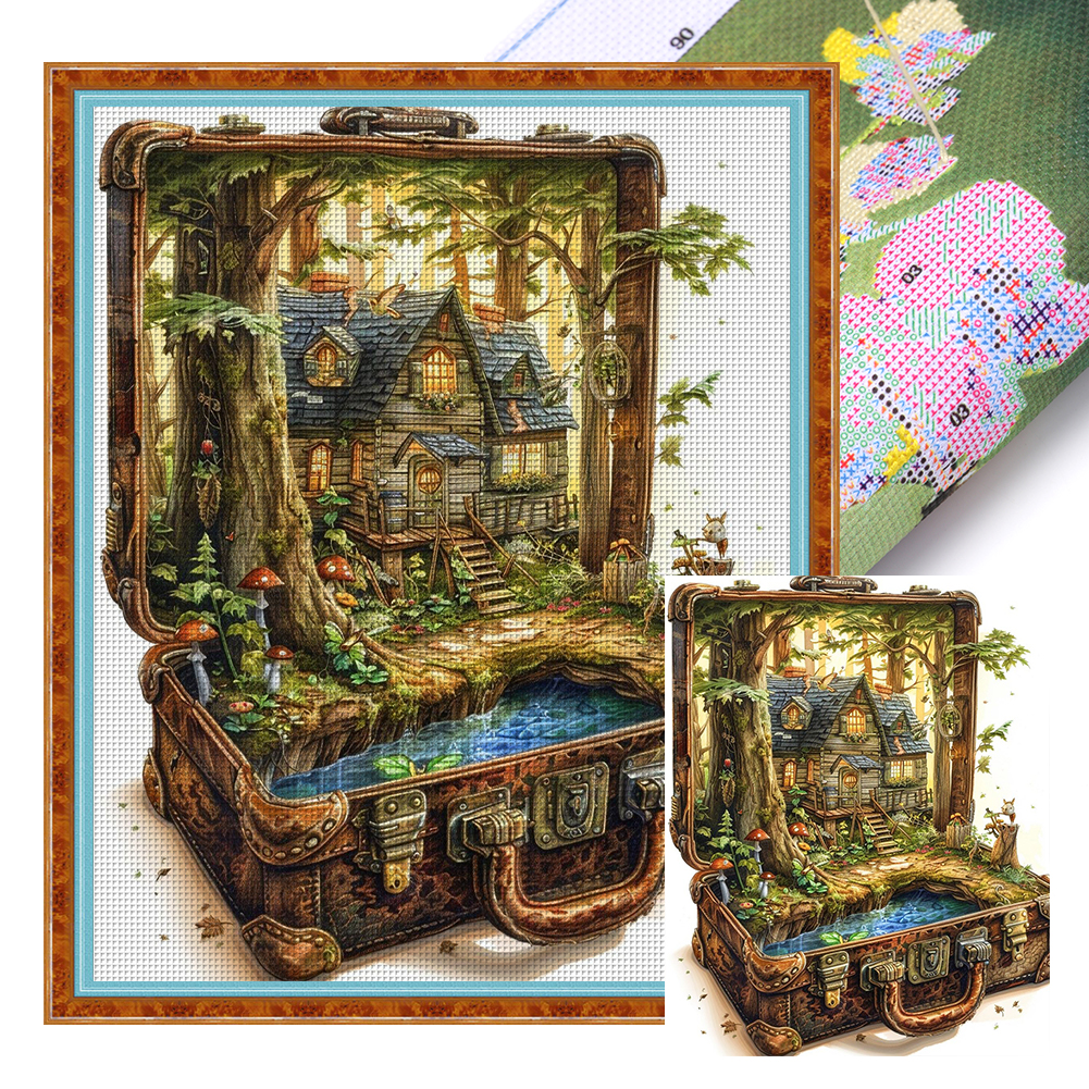 The Scenery In The Suitcase Full 11CT Pre-stamped Canvas(45*55cm) Cross Stitch