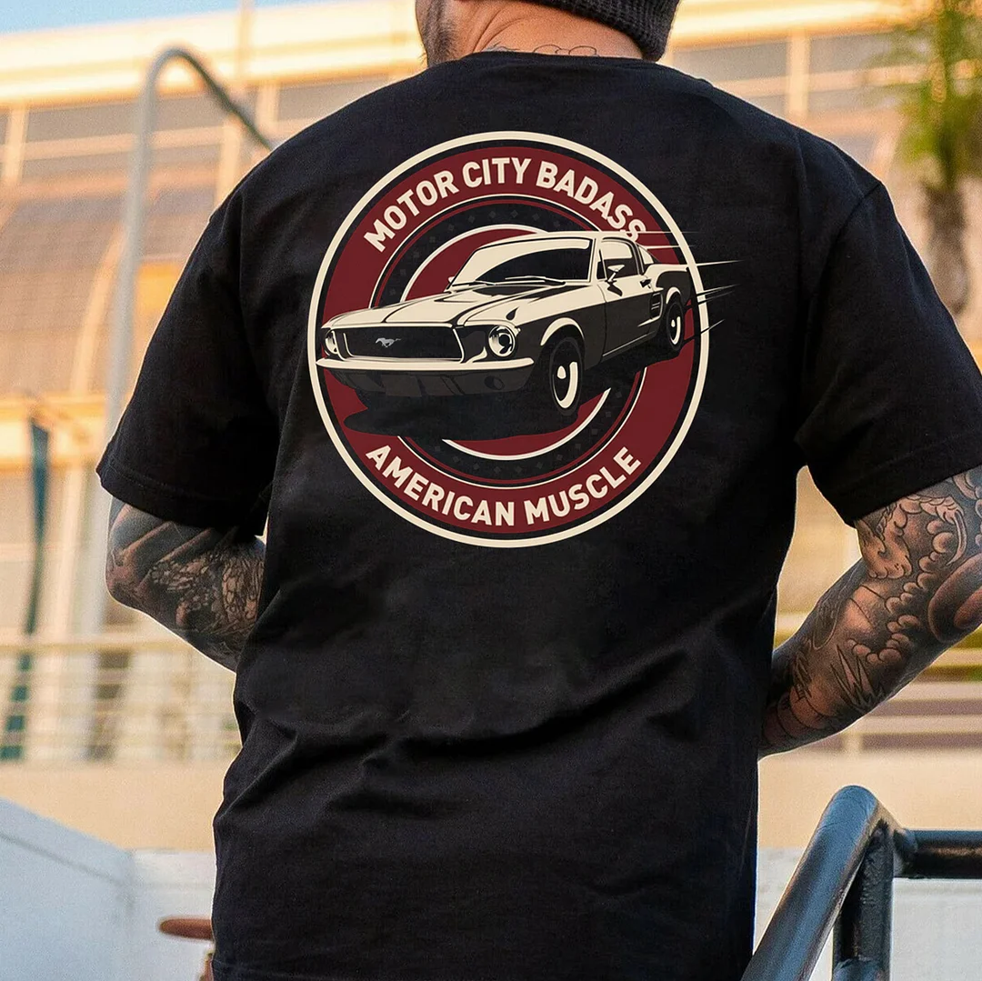 MOTOR CITY BADASS AMERICAN MUSCLE Classic Car Print Men's T-shirt