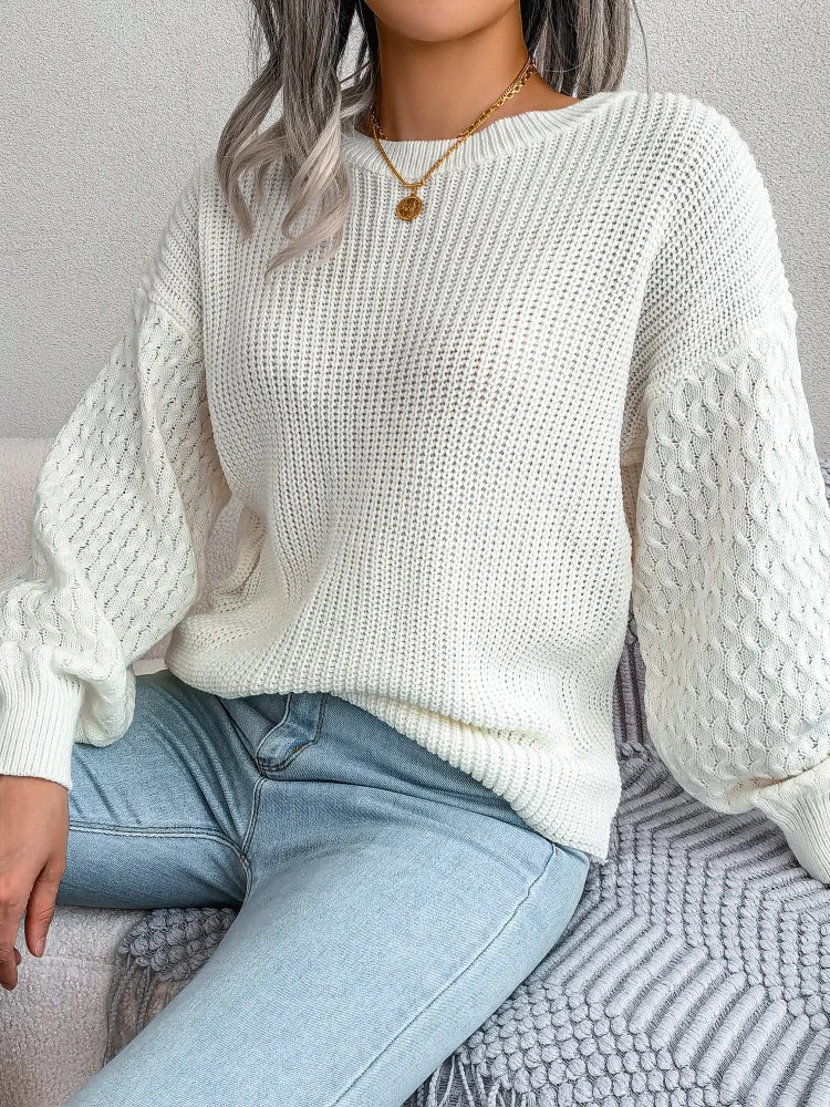 Women's Winter Solid Color Casual Long Sleeve Crew Neck Sweater