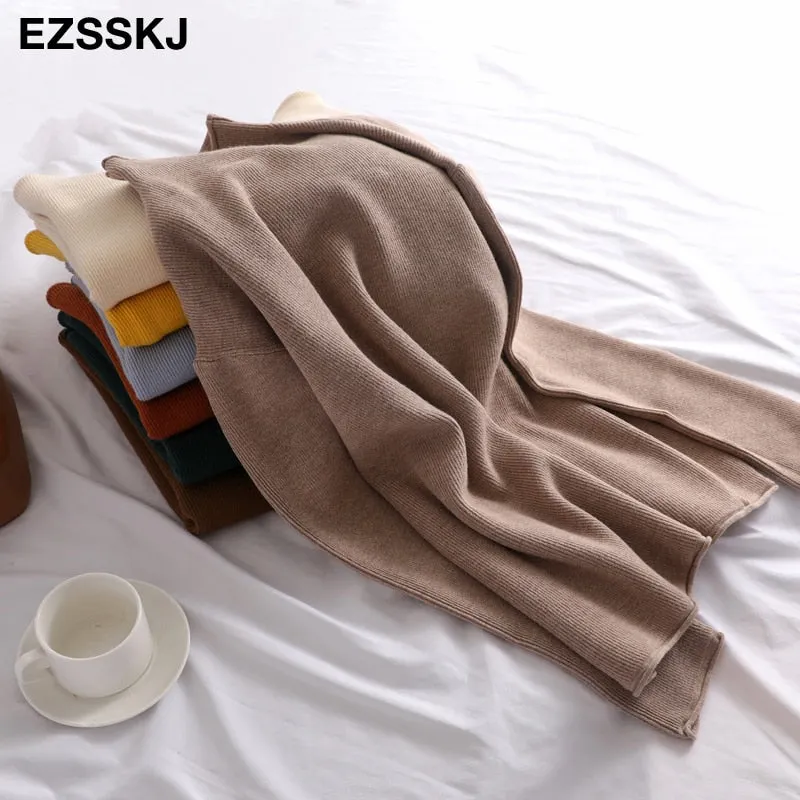 oversize Sweater Women Pullover Casual Turtleneck Long Sleeve chic loose 2021 Knit Sweater Female Jumpers soft top