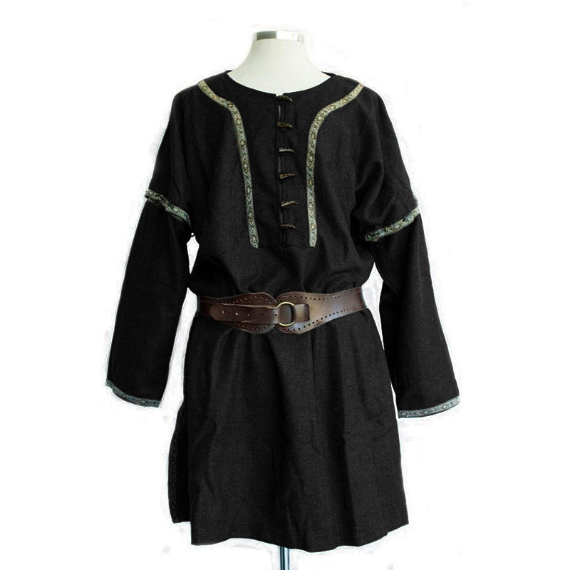 Early Medieval Scandinavian Birka Wool Tunic With Woven Trim For Viking Man Costume