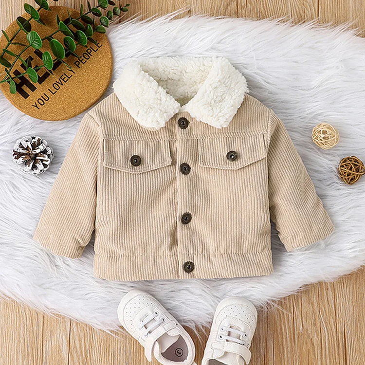 Baby Boy/Girl Corduroy Long Sleeve Lapel Simple Overcoat