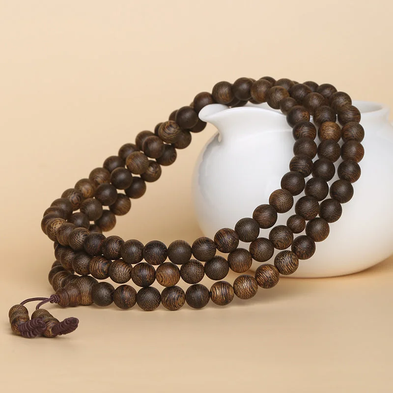 Vietnam Nha Trang Old Materials Agarwood 108 Beads Mala Bracelet Necklace