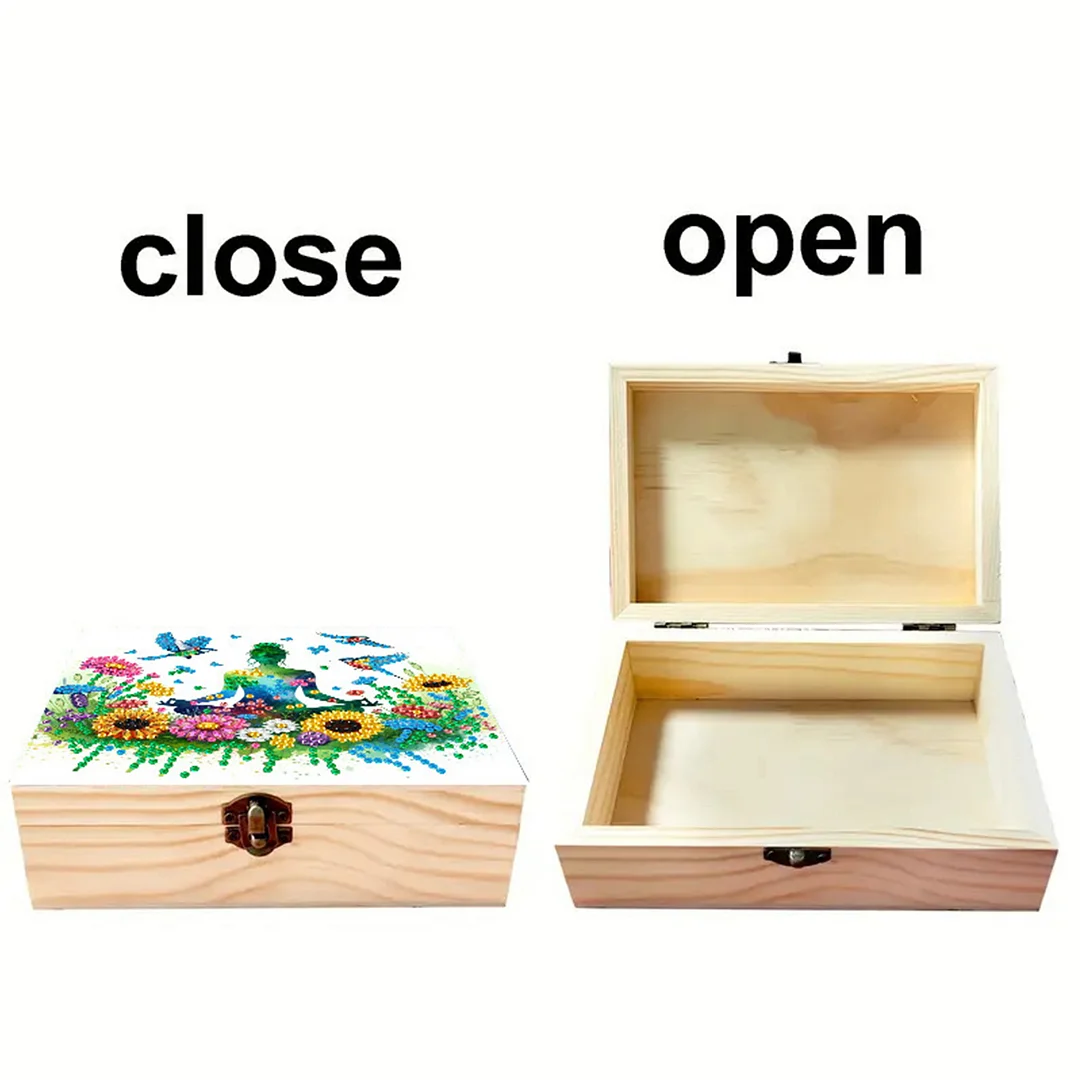 Mindful Sitting DIY Wooden 5D Diamond Art Diamond Art Storage Box for Adult Gift