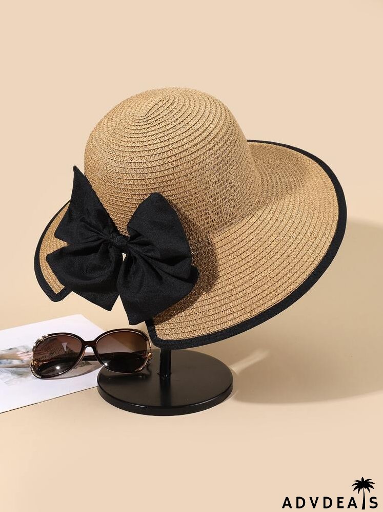 Bow Decor Straw Hat
