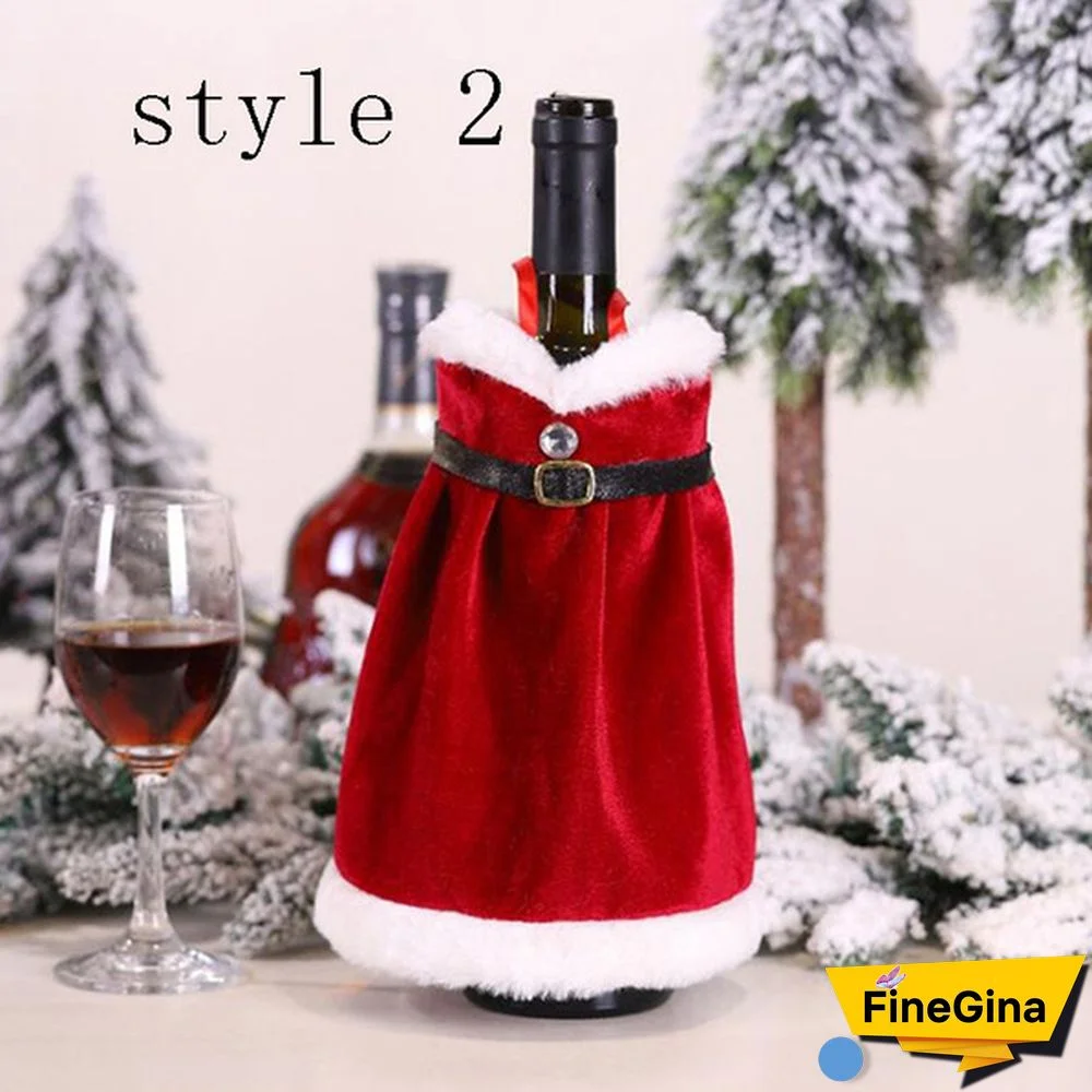 1PC Dress Christmas Red Wine Cover Christmas Bottle Cover Christmas Decoration Wine Bag