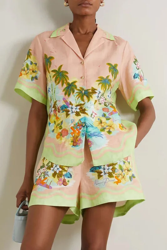 Relaxed Print Resort Chic Shorts Set