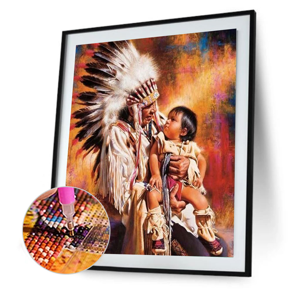 

(Multi-Size) Native American - Round/Square Drill Diamond Painting - 30*40CM, Round diamond 40*50cm, 501 Original