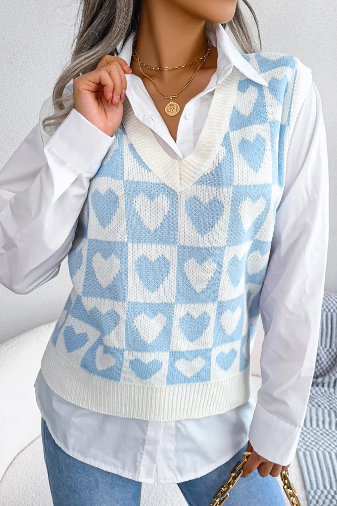 Heart Pattern Knitting Vest