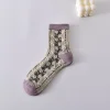 Royal 3D Jacquard Cotton Medium Height Women Socks 10 Pairs