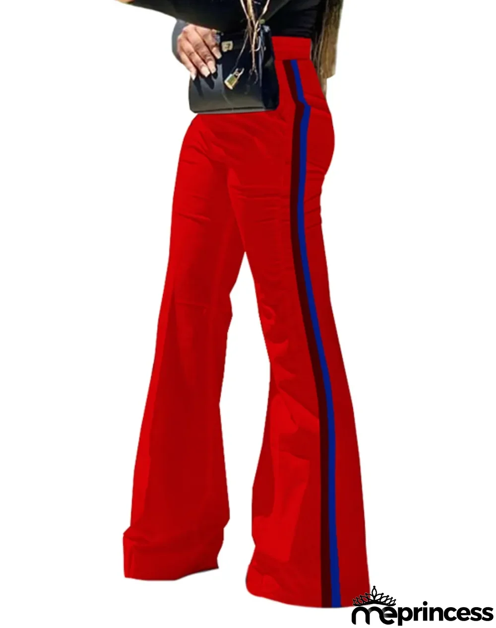 Casual Wide Legges High Waist Striped Trousers