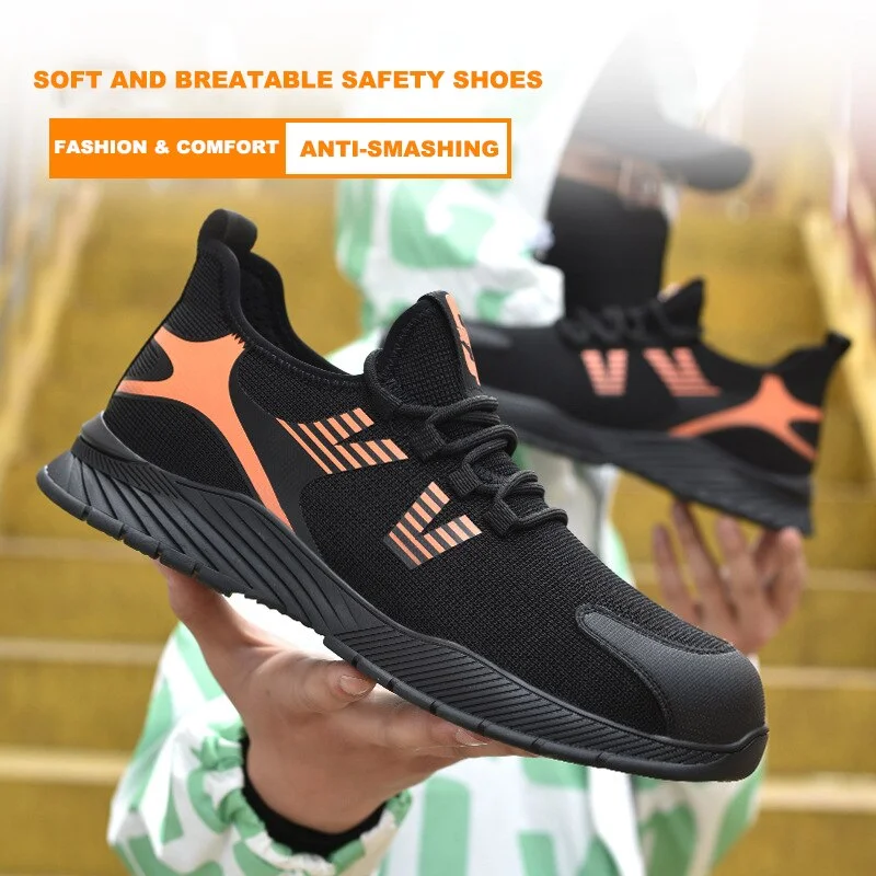 Men Shoes Ankle Boots Breathable Work Safety Shoe With Steel Toe Cap Kevlar Midsole Puncture-proof High Quality Working Sneakers