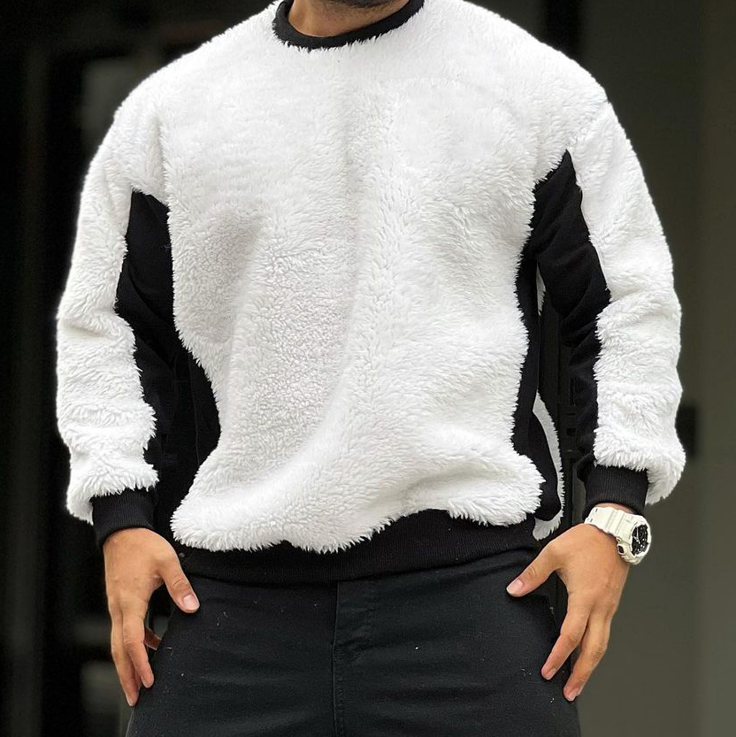 Cashmere Stitching Crew Neck Sweatshirt