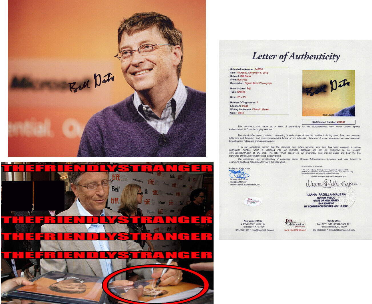 BILL GATES signed Autographed MICROSOFT