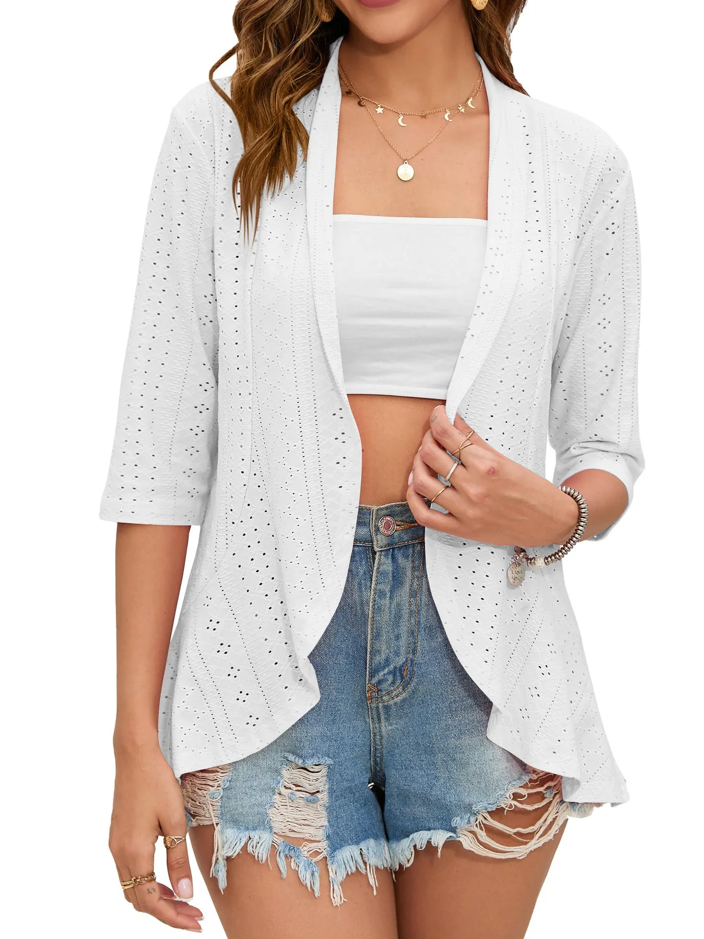 Women's Solid Color 3/4 Sleeve Ruffle Top