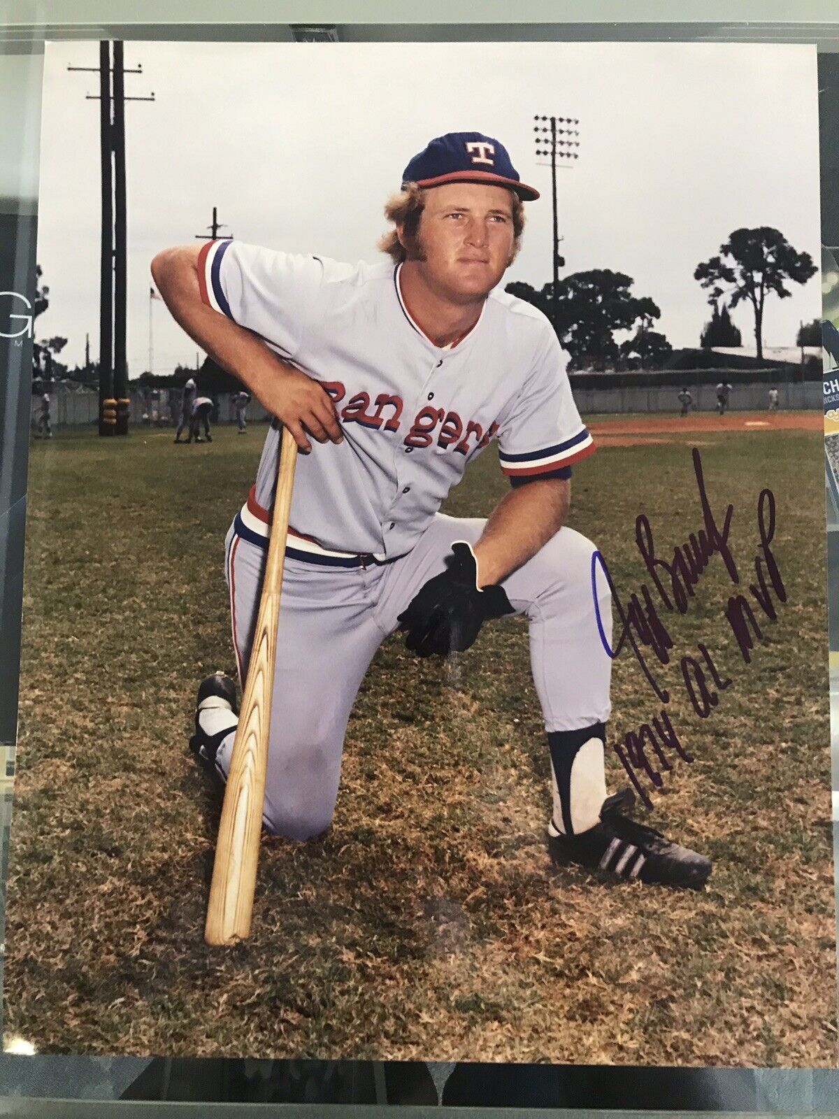 Jeff Burroughs autographed 11x14 1974 MVP Rangers Braves A1 Texas In Person