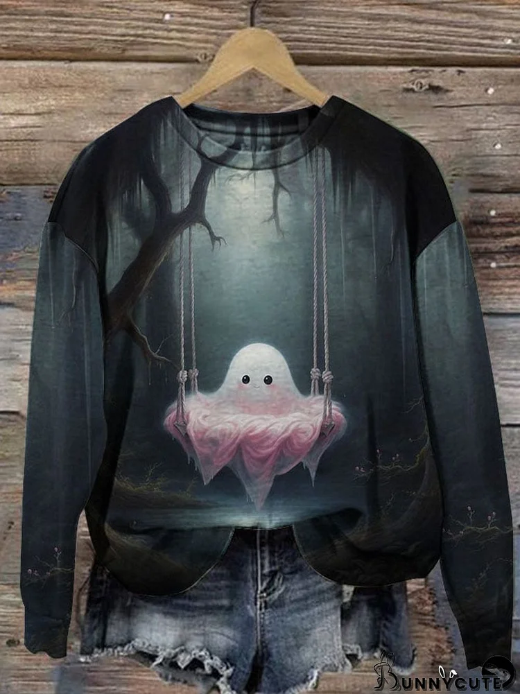 Halloween Ghost Women's Casual Long Sleeve Sweatshirt