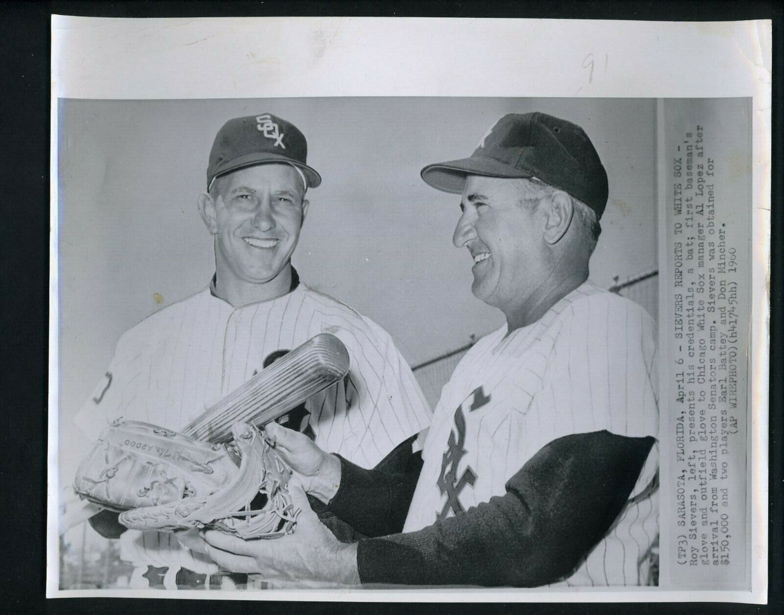 Roy Sievers traded to Chicago White Sox 1960 Press Photo Poster painting Al Lopez