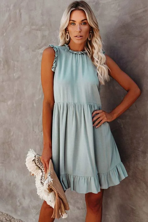 Lovely Sleeveless Ruffled Mini Dress