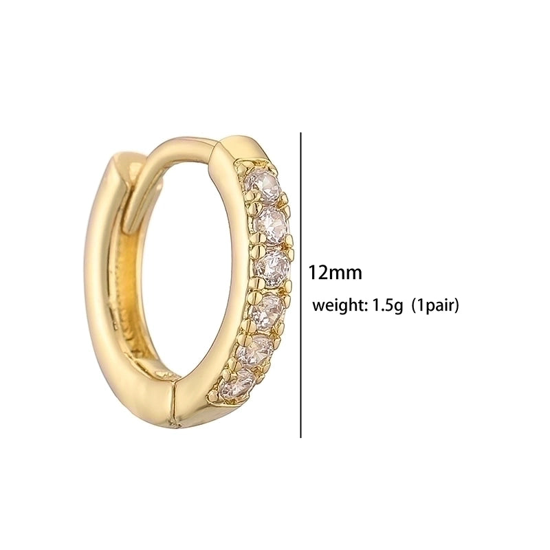 1 Pair Casual Minimalist Classic Style Round Plating Inlay Copper Zircon 18k Gold Plated Hoop Earrings